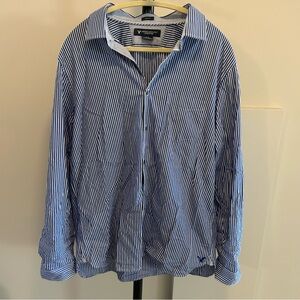 Men’s American Eagle Outfitters Blue and White Striped Shirt Slim Fit XL
